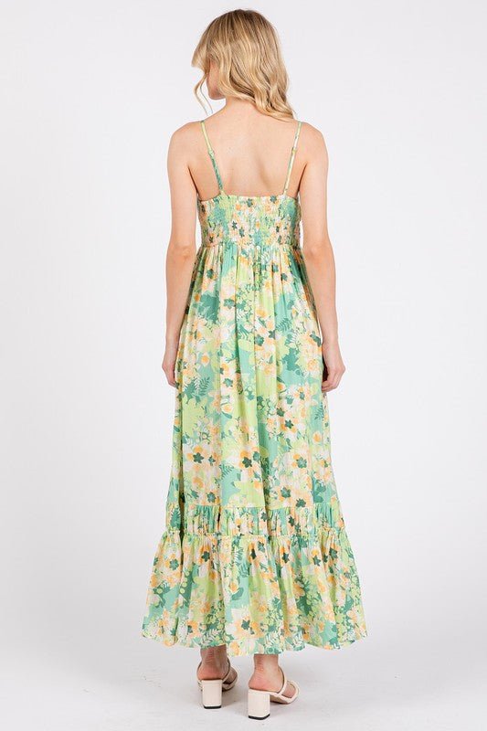 Mittoshop Floral Smocked Back Ruffled Hem Maxi Cami Dress - New Arrivals