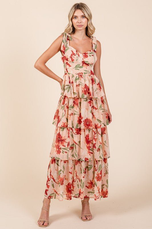 Mittoshop Layered Floral Sweetheart Neck Maxi Dress - New Arrivals