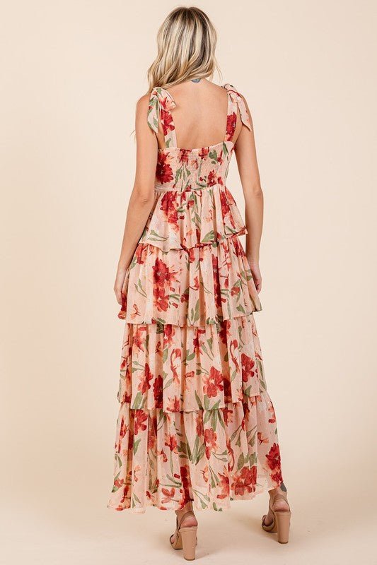 Mittoshop Layered Floral Sweetheart Neck Maxi Dress - New Arrivals