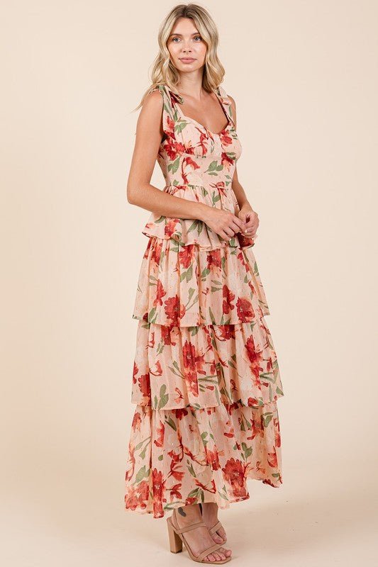 Mittoshop Layered Floral Sweetheart Neck Maxi Dress - New Arrivals