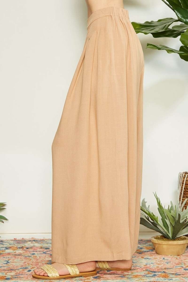 Mittoshop Wrap Pleating Detail Wide Leg Pants - Bottoms