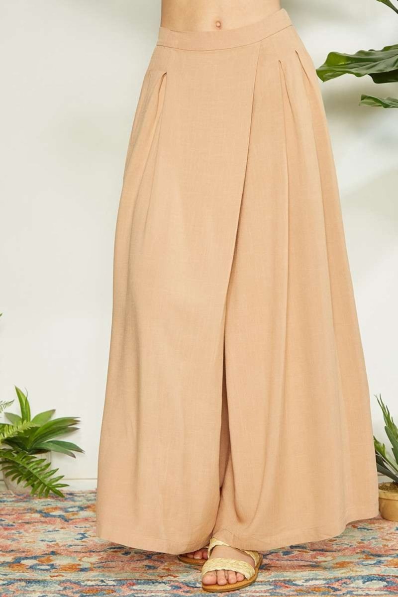 Mittoshop Wrap Pleating Detail Wide Leg Pants - Bottoms