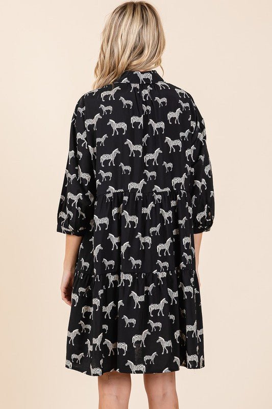 Mittoshop Zebra Print Button Down Shirt Mini Dress - New Arrivals