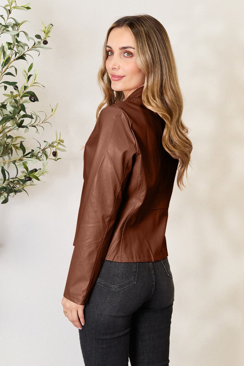 Mock Neck Zip Up Jacket - Outerwear