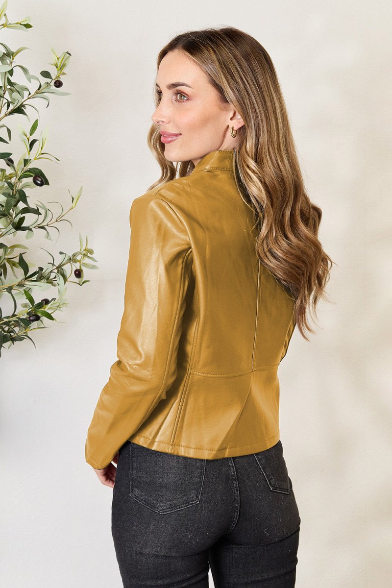 Mock Neck Zip Up Jacket - Outerwear