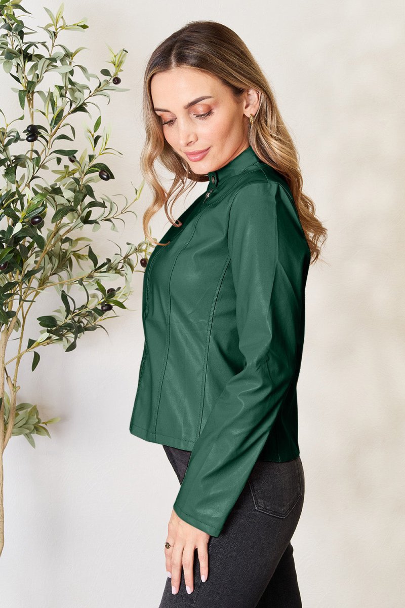 Mock Neck Zip Up Jacket - Outerwear