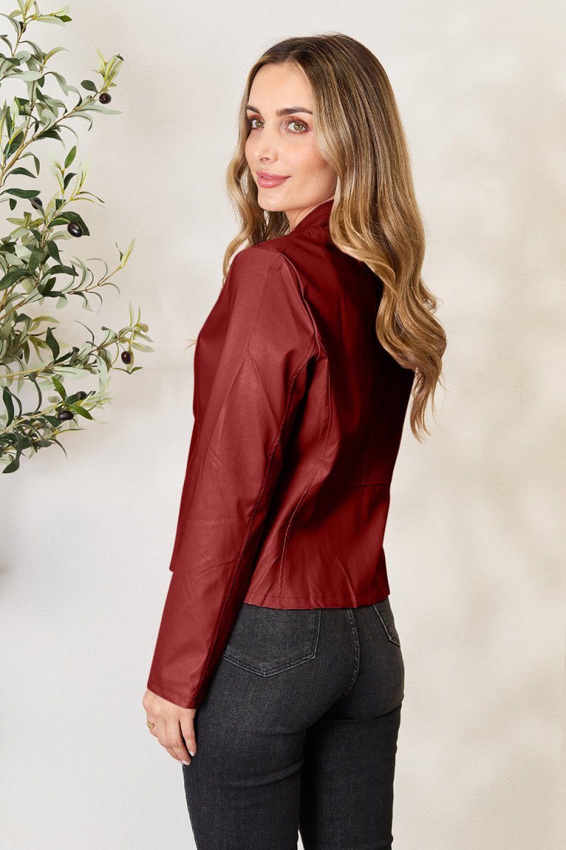 Mock Neck Zip Up Jacket - Outerwear