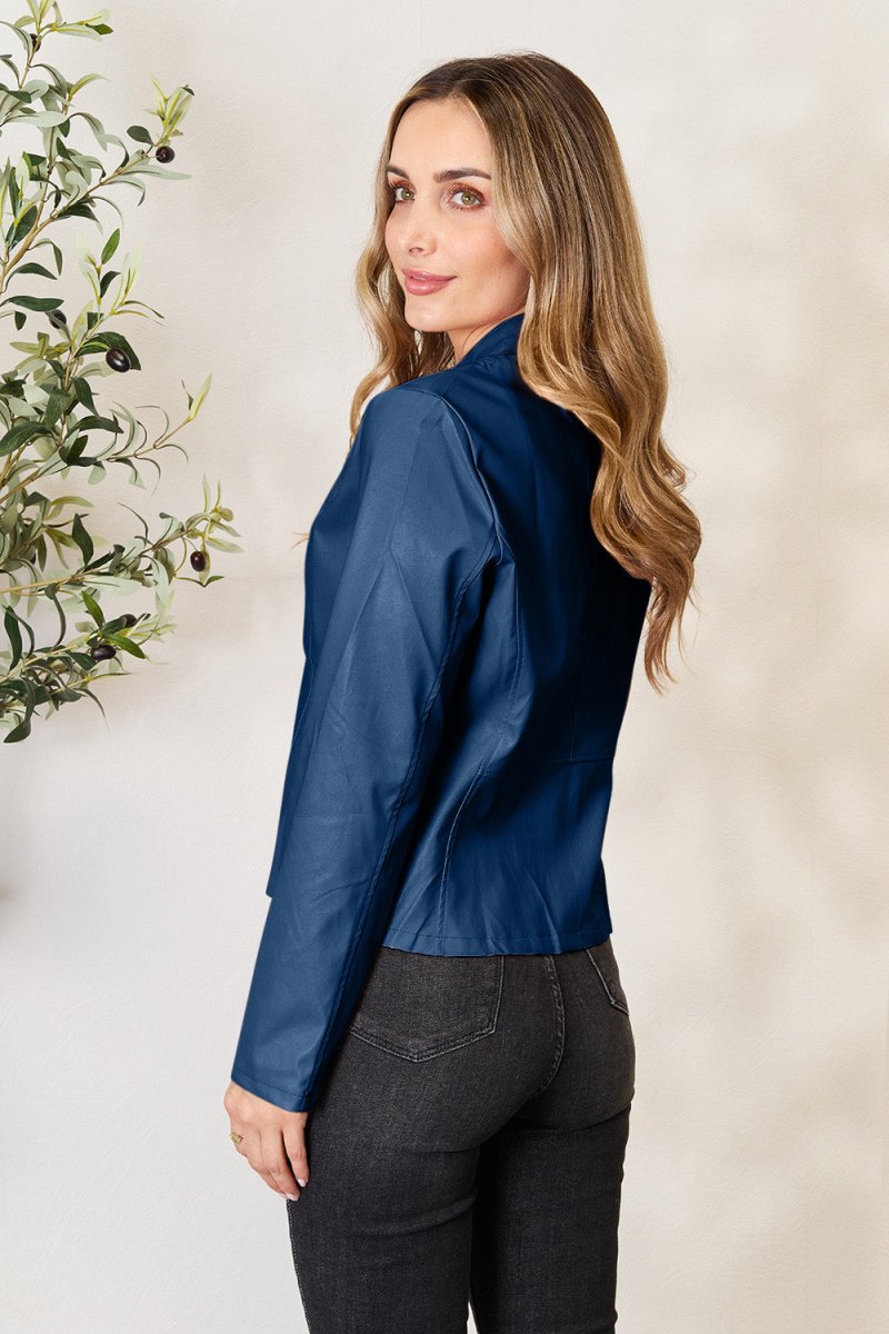 Mock Neck Zip Up Jacket - Outerwear