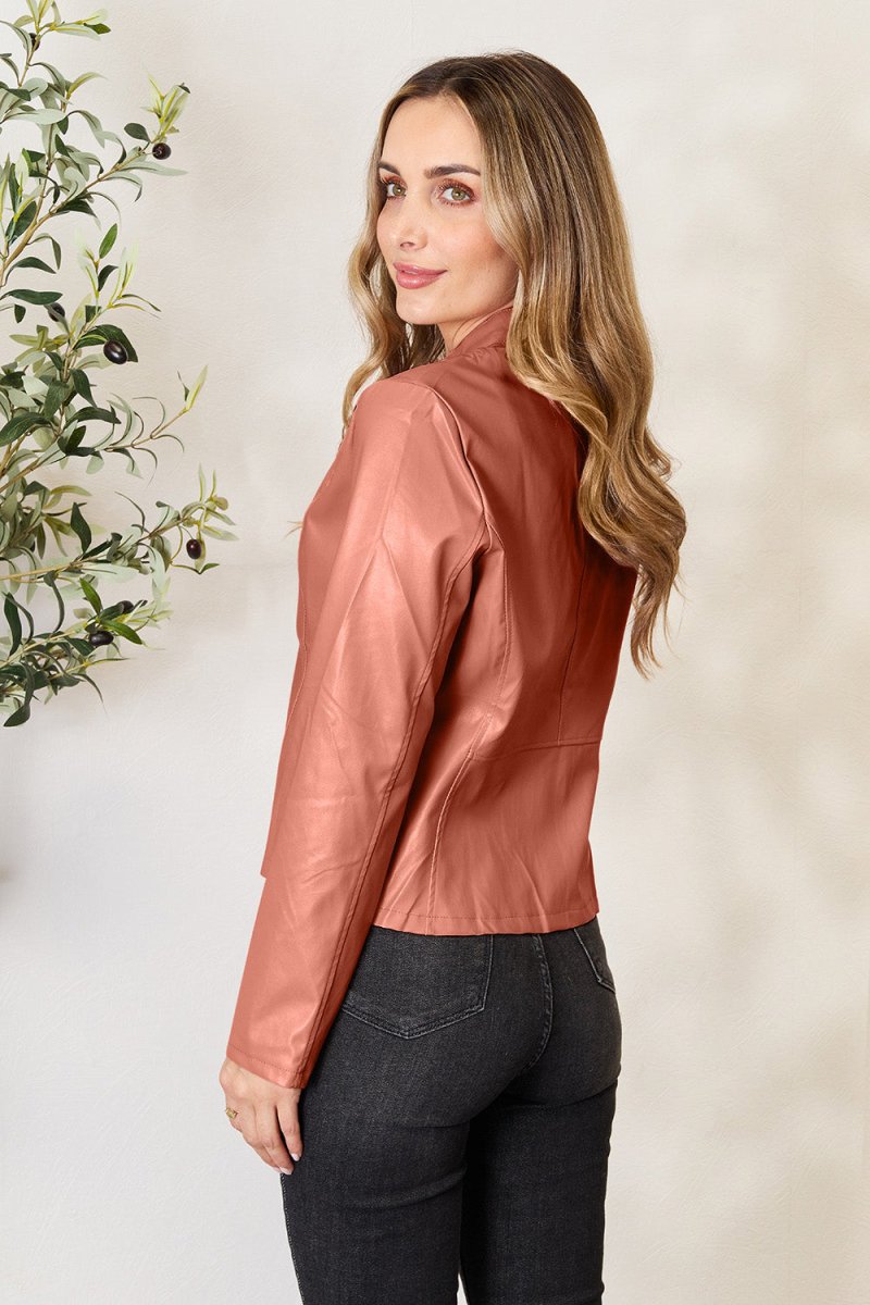 Mock Neck Zip Up Jacket - Outerwear