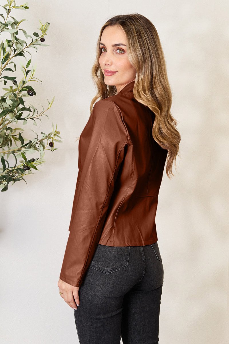 Mock Neck Zip Up Jacket - Outerwear