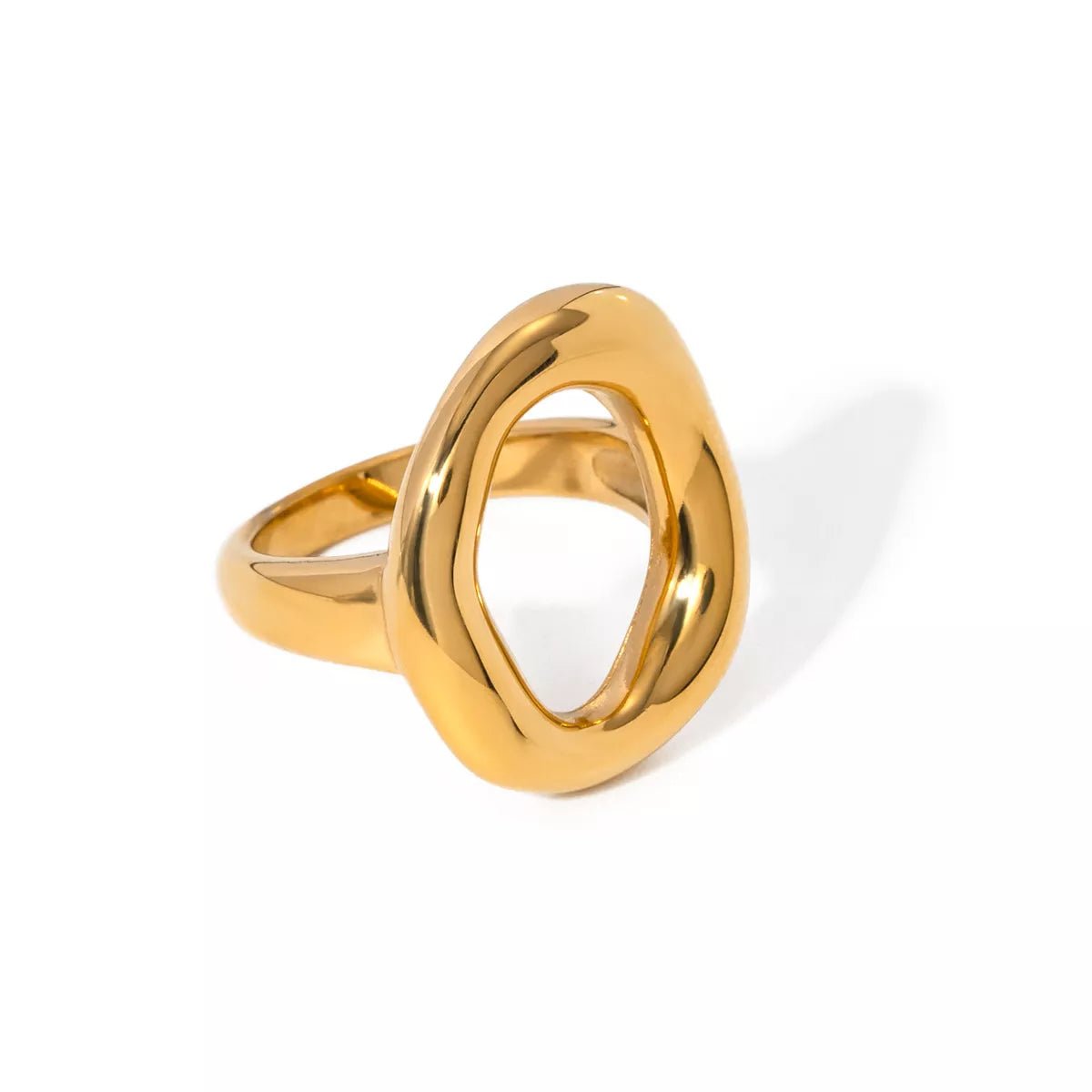 Modern Hollow Oval Ring - Gold & Silver - 