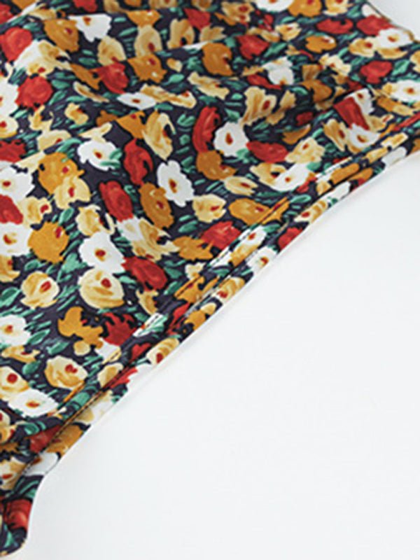 Multi - tiered floral - print resort dress with swing - Day Dress