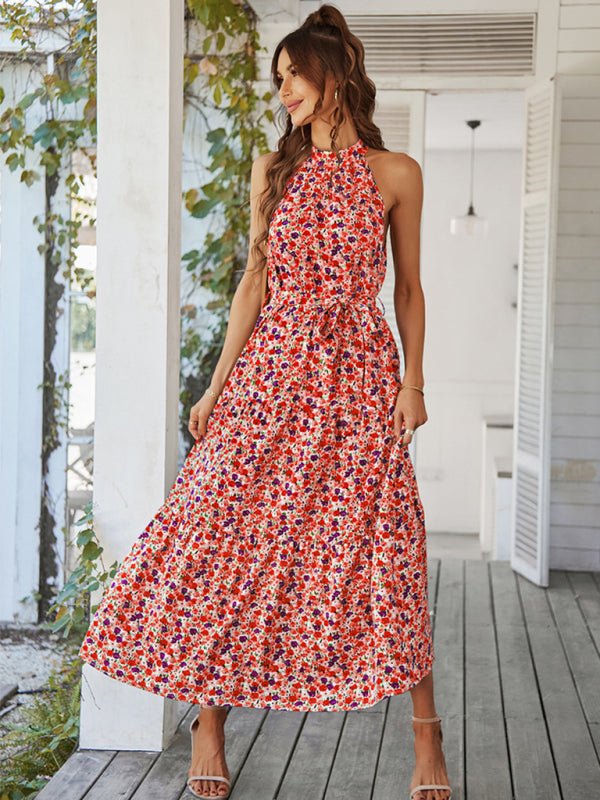Multi - tiered floral - print resort dress with swing - Day Dress