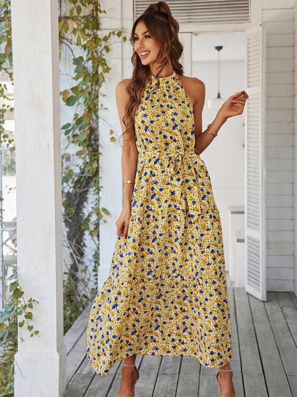 Multi - tiered floral - print resort dress with swing - Day Dress