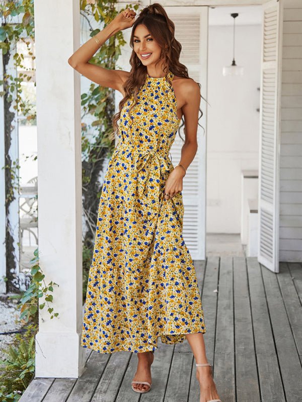 Multi - tiered floral - print resort dress with swing - Day Dress