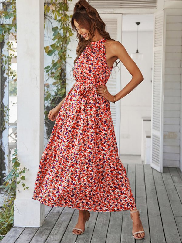 Multi - tiered floral - print resort dress with swing - Day Dress