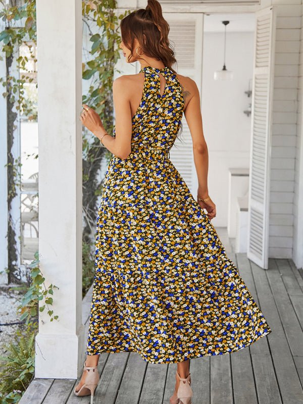 Multi - tiered floral - print resort dress with swing - Day Dress