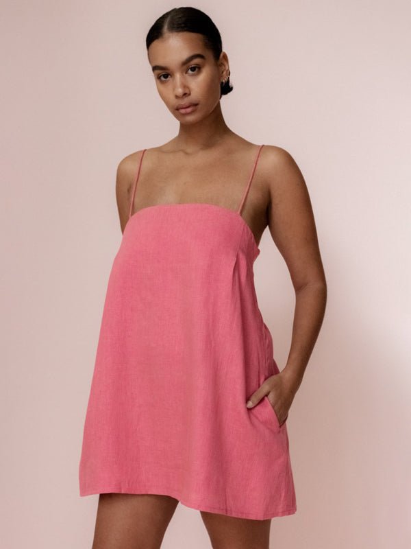 New casual cotton and linen suspender comfortable holiday dress - Vacation Dress