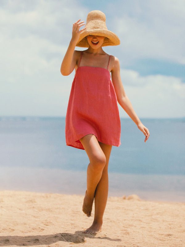 New casual cotton and linen suspender comfortable holiday dress - Vacation Dress