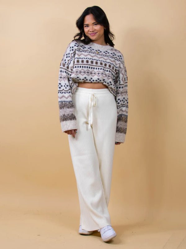 New casual drawstring loose lace straight women's trousers - Bottoms