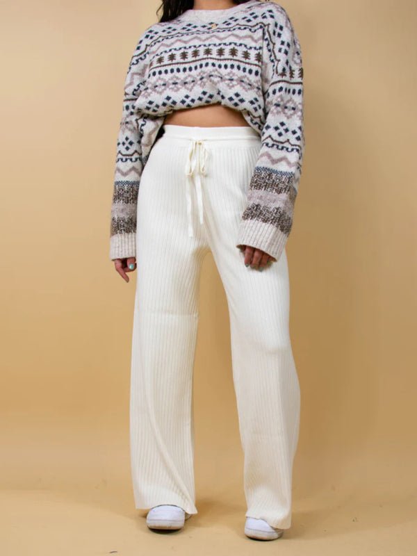 New casual drawstring loose lace straight women's trousers - Bottoms