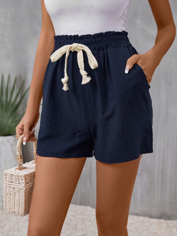 New casual elastic waist tie shorts - Bottoms