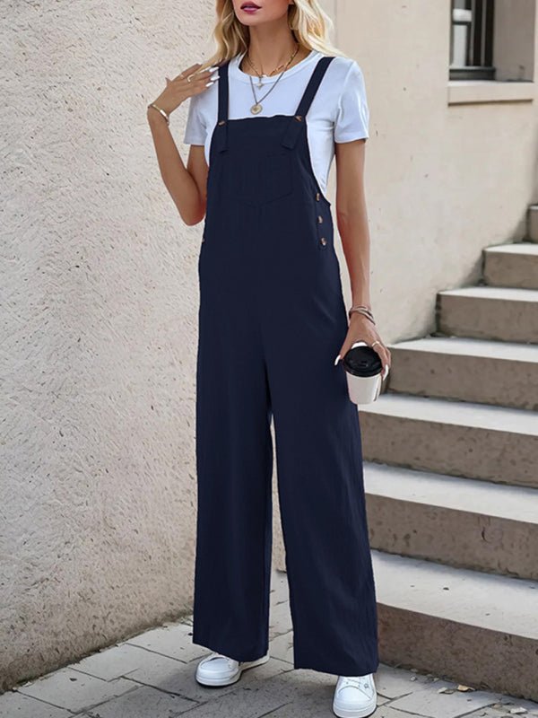 New casual one - piece suspender straight trousers - Bottoms