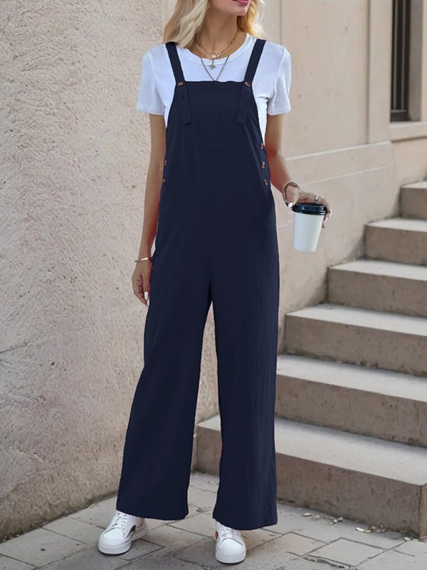 New casual one - piece suspender straight trousers - Bottoms