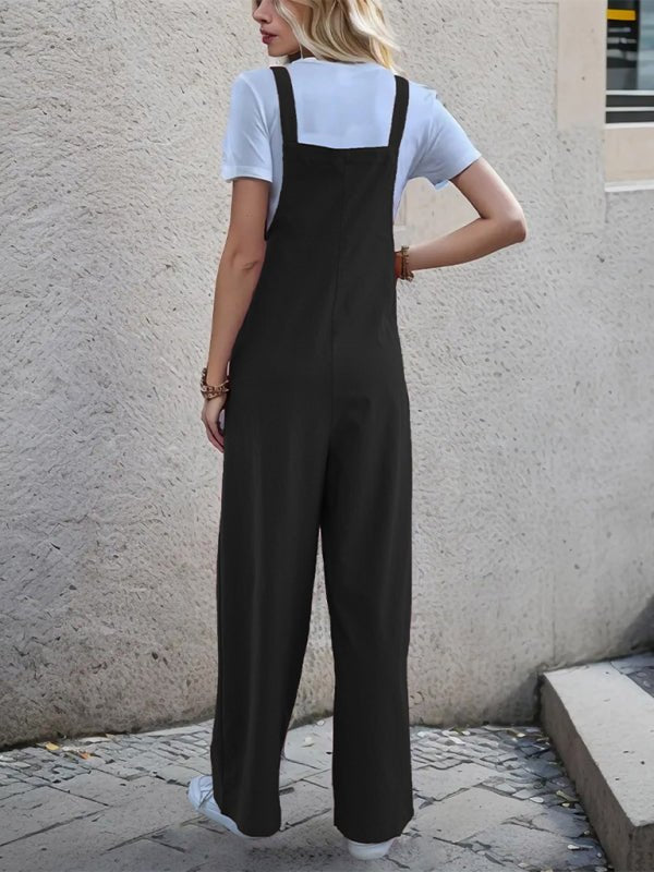 New casual one - piece suspender straight trousers - Bottoms