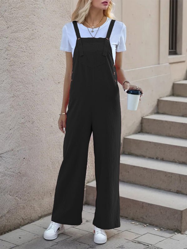New casual one - piece suspender straight trousers - Bottoms