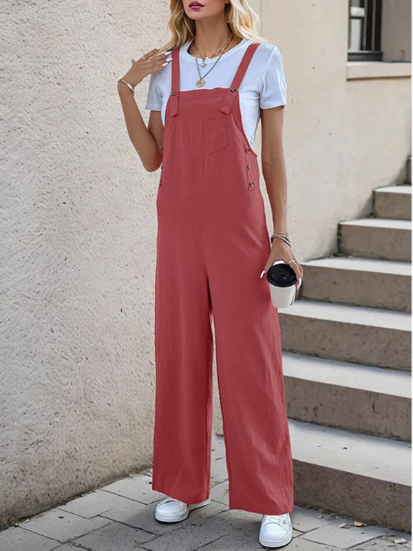 New casual one - piece suspender straight trousers - Bottoms