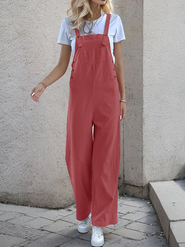New casual one - piece suspender straight trousers - Bottoms
