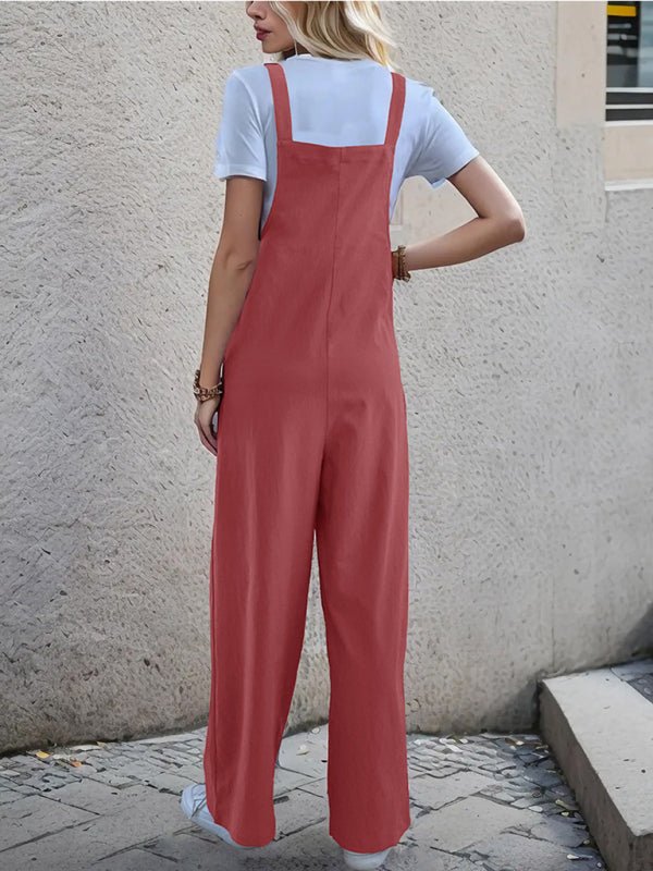 New casual one - piece suspender straight trousers - Bottoms