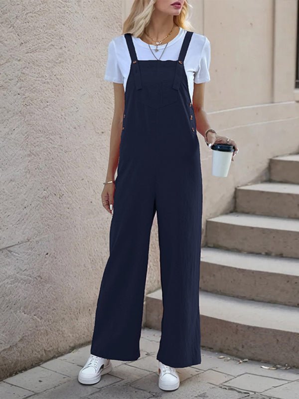 New casual one - piece suspender straight trousers - Bottoms