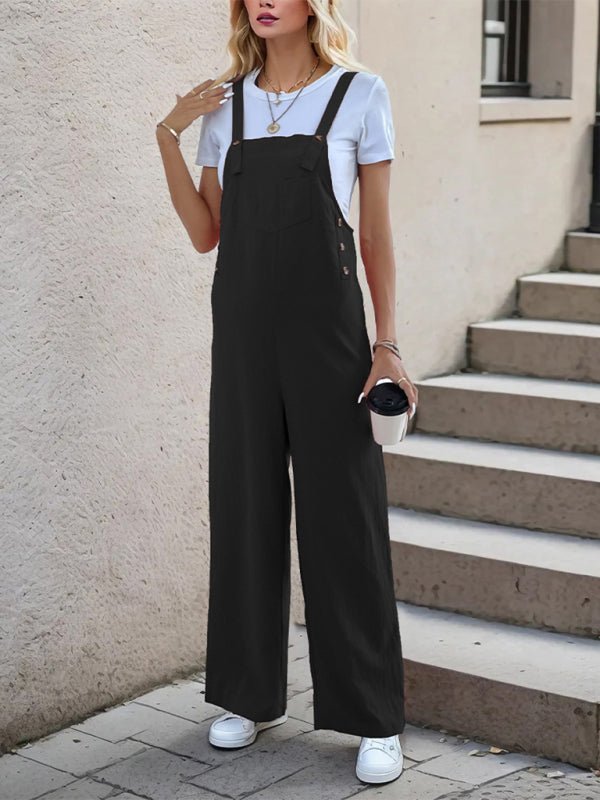 New casual one - piece suspender straight trousers - Bottoms