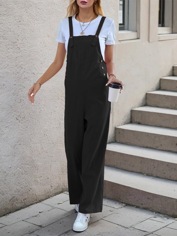 New casual one - piece suspender straight trousers - Bottoms