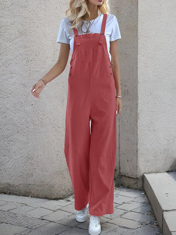 New casual one - piece suspender straight trousers - Bottoms