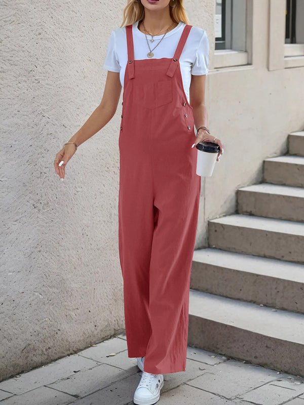 New casual one - piece suspender straight trousers - Bottoms