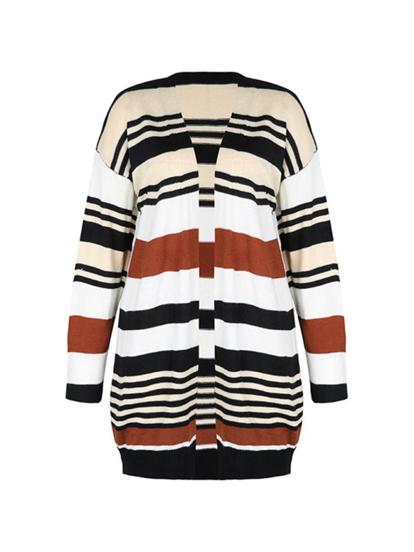 New color block long sweater cardigan - Outerwear