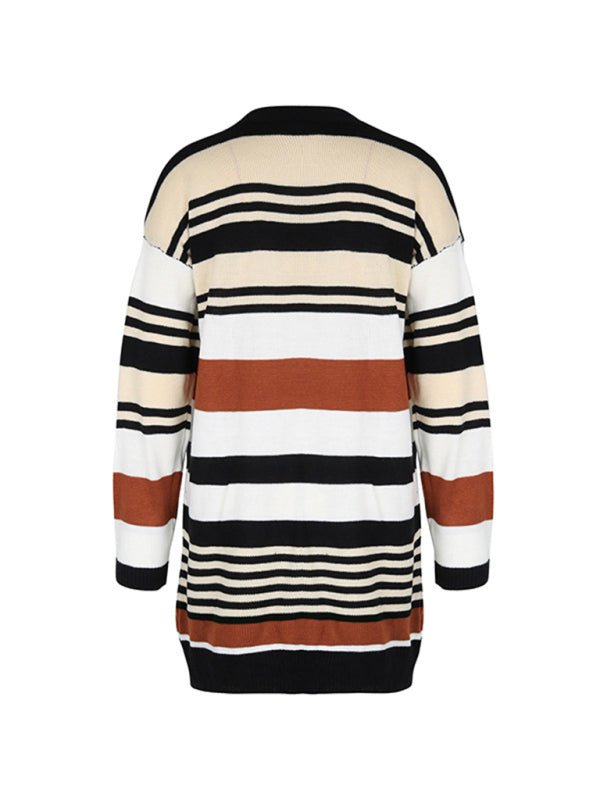 New color block long sweater cardigan - Outerwear