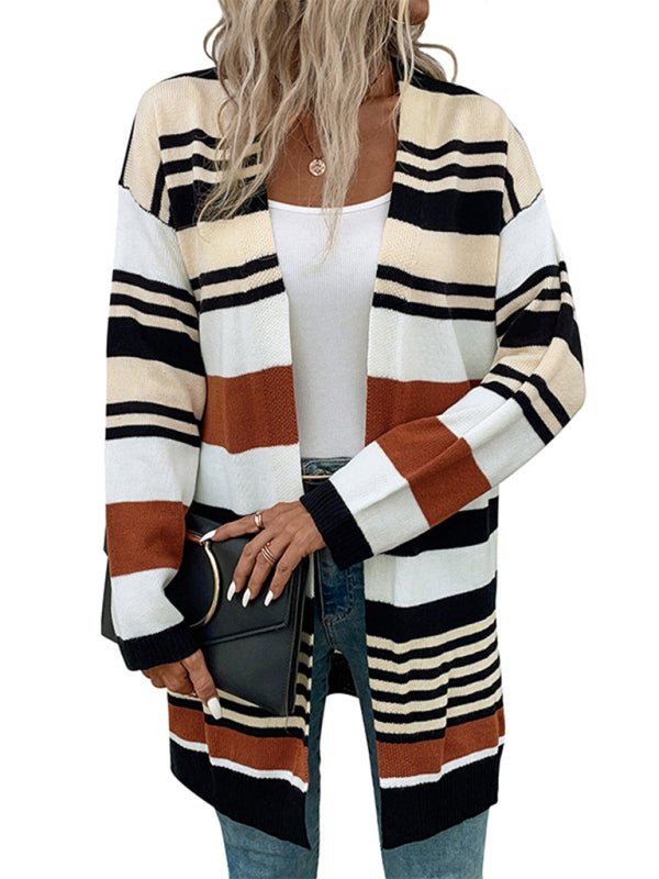 New color block long sweater cardigan - Outerwear