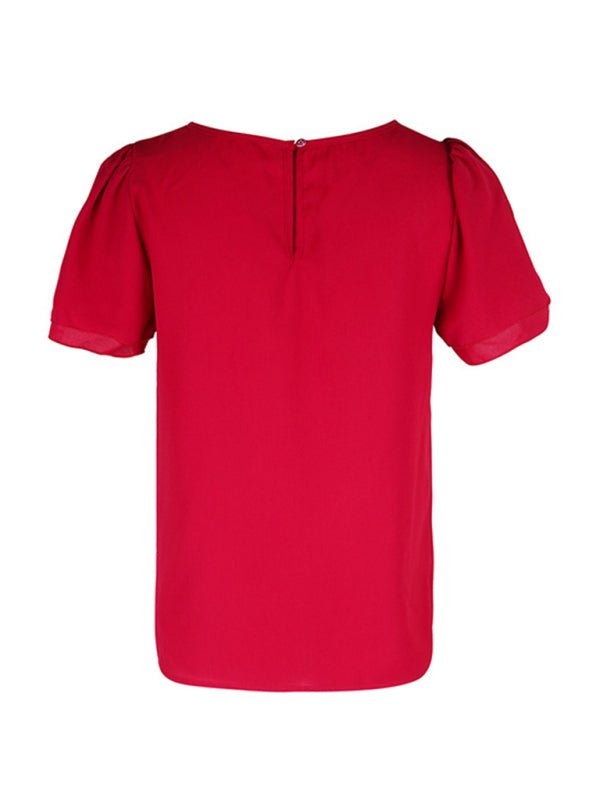 New Fashion Women's Round Neck Short Sleeve Shirt - Top