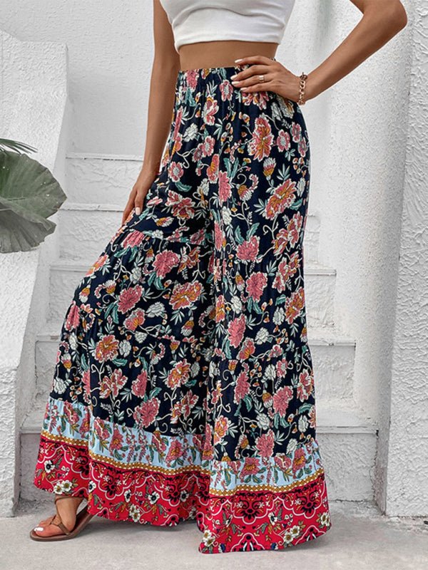 New floral fashion flared wide - leg pants - Bottoms