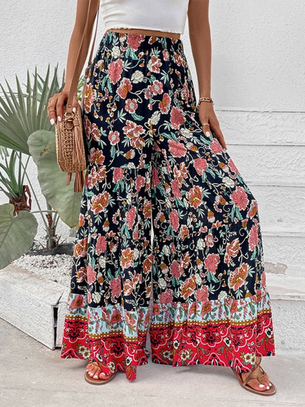New floral fashion flared wide - leg pants - Bottoms