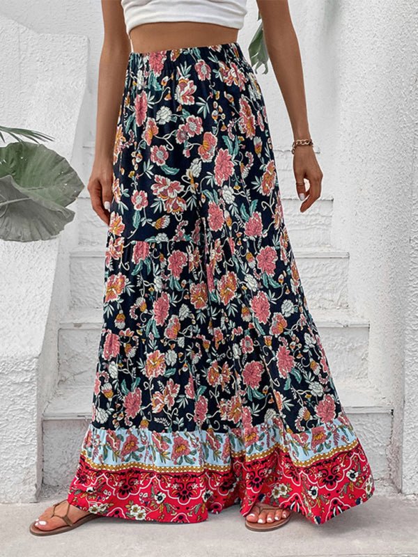 New floral fashion flared wide - leg pants - Bottoms