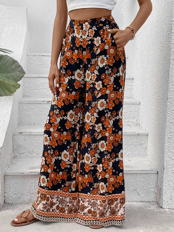 New floral fashion print wide - leg pants - Bottoms