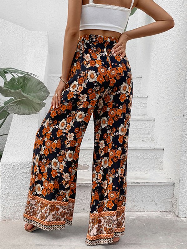 New floral fashion print wide - leg pants - Bottoms