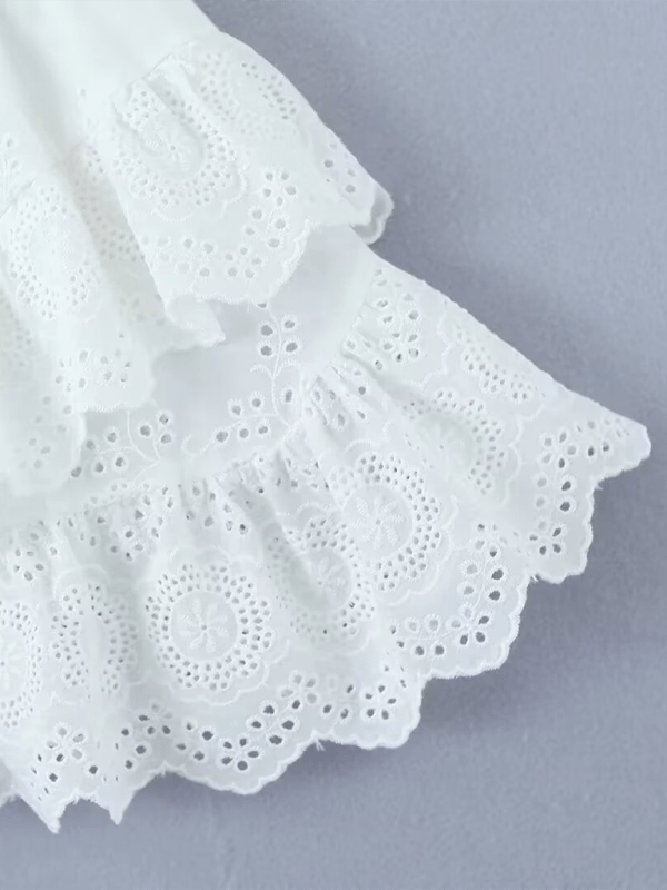 New French lace embroidery elastic waist lace A - line skirt - Bottoms