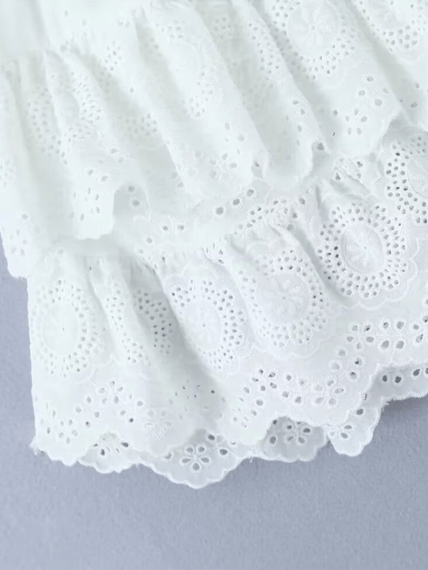 New French lace embroidery elastic waist lace A - line skirt - Bottoms