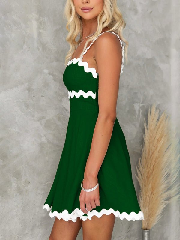 New fresh and sweet solid color sexy suspender short dress - Nightout dress